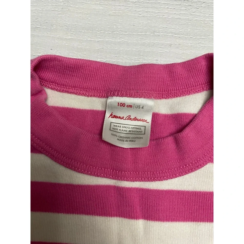 Hanna‎ Andersson pink striped long John pajama top 100/4
